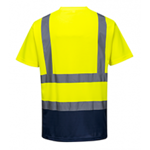 T-SHIRT M/ CURTA BICOLOR AMARELO AV/AZUL ESC S378